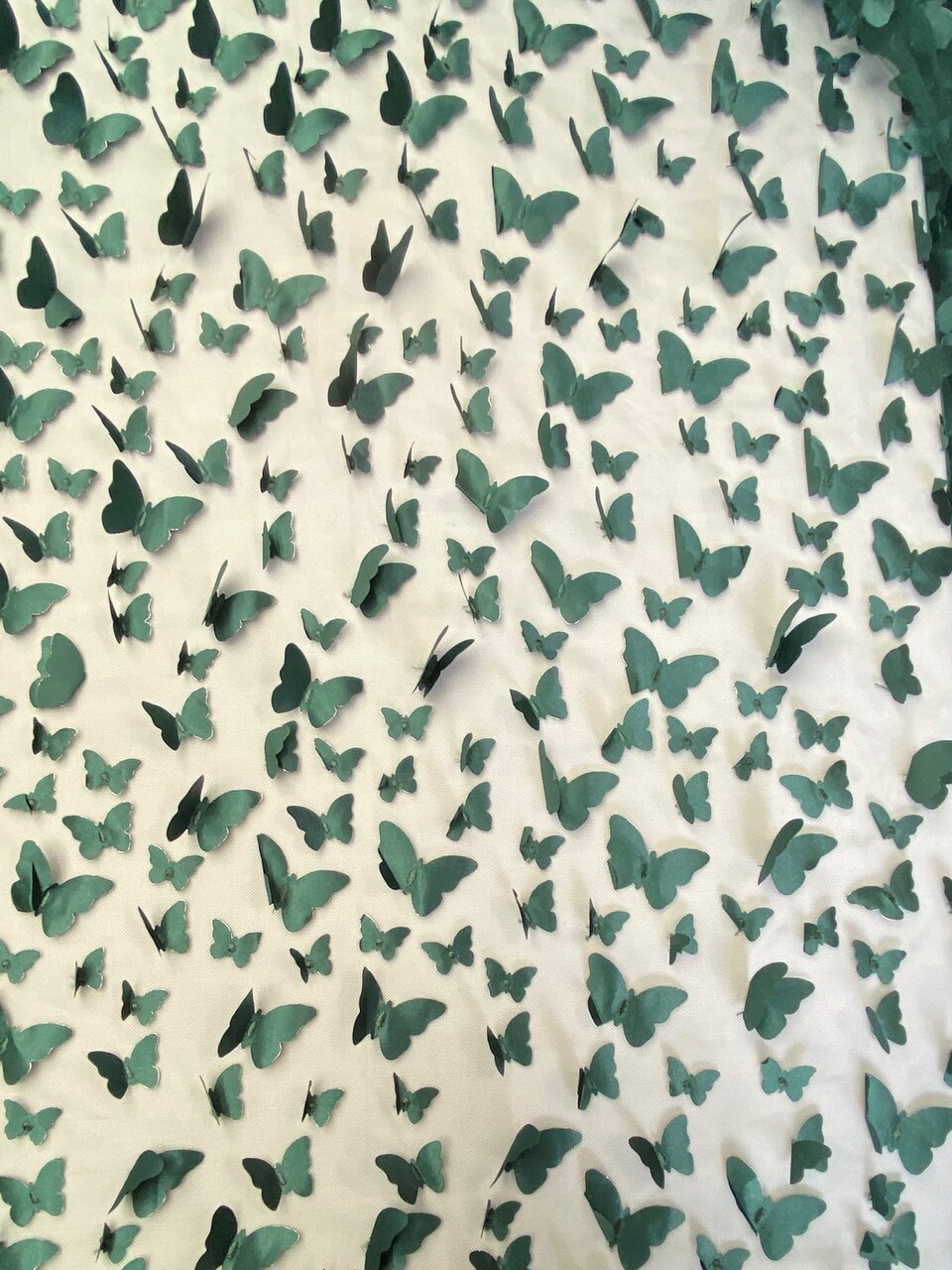 1 Yard Hunter Green 3D Butterfly Stretch Mesh Fabric with Satin Appliqué for Costumes and Dresses 54 Inch Wide